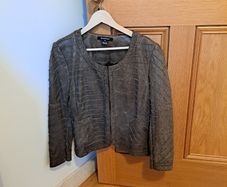 Ellen Tracy Genuine Leather Jacket Textured Braided Detail Size UK 16 (US 12)