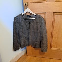 Ellen Tracy Genuine Leather Jacket Textured Braided Detail Size UK 16 (US 12)