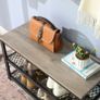 Shoe rack with seat  shoe bench, shoe cabinet, shoe rack for sitting, 73 x 30 x 45 cm, shoe rack with 3 levels, metal frame, for entrance area, industrial design, wood look, Image 4