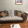 3 seater luxury leather and material cushion back sofa Image 5