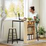 3-piece bar table set, 1 counter, 2 chairs, with storage and footrests Image 3
