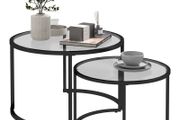 Two-Piece Nest of Glass-Top Coffee Tables