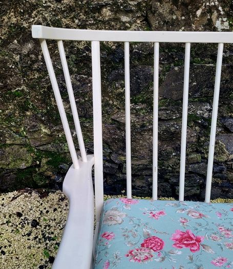 Mid-century painted spindle back rocking chair