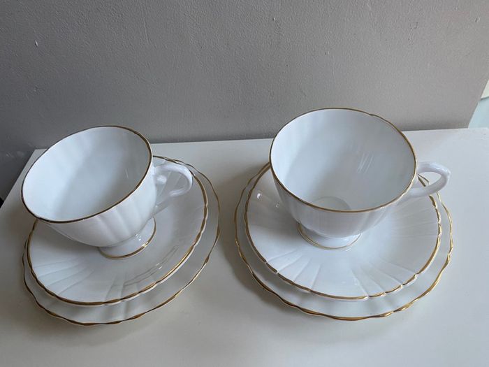 Regina China vintage elegant white  and gold  china trios