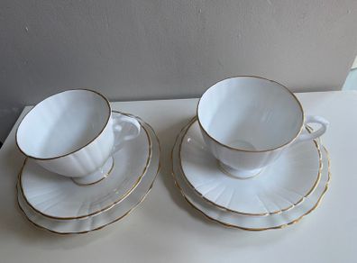 Regina China vintage elegant white  and gold  china trios