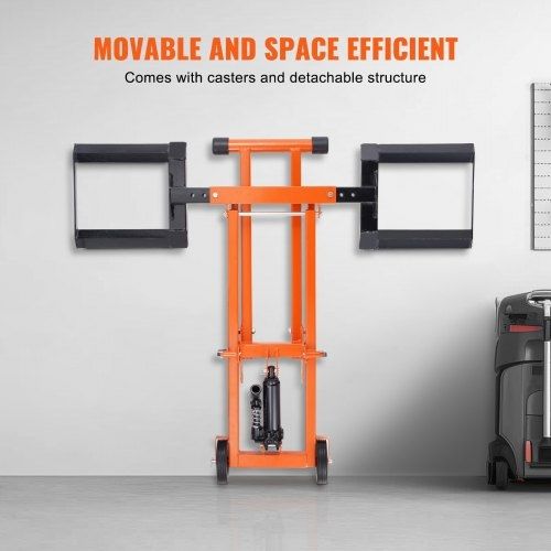 Lawn Mower Lift with Hydraulic Jack, 500 Lbs Weight Capacity, Solid Carbon Steel Lawn Mower Lift, Adjustable Movable Lawn Lifter for Riding Tractors and Zero Turn Lawn Mowers, Orange