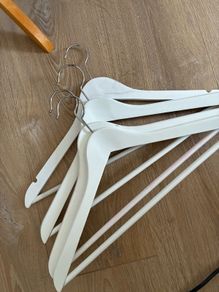 4 White Wooden Hangers