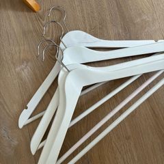 4 White Wooden Hangers