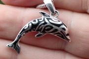 Heavy Sterling Silver Dolphin pendant set