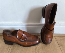 Martinelli Brown Leather Loafers UK 3 EU 36 Slip-On Chunky Heel Vintage Classic