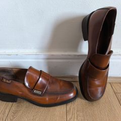 Martinelli Brown Leather Loafers UK 3 EU 36 Slip-On Chunky Heel Vintage Classic