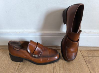 Martinelli Brown Leather Loafers UK 3 EU 36 Slip-On Chunky Heel Vintage Classic