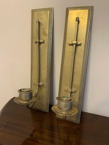 Pair solid brass wall candle stick holder