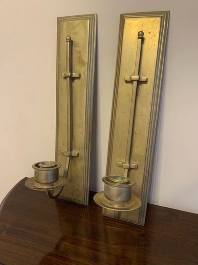Pair solid brass wall candle stick holder