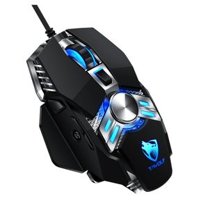 New V10 Wolf Warrior Wired USB Optical RGB LED Gaming Mouse 6400 DPI #1414