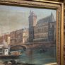 Classic Cityscape with Boats and Bridge Oil Painting Image 3