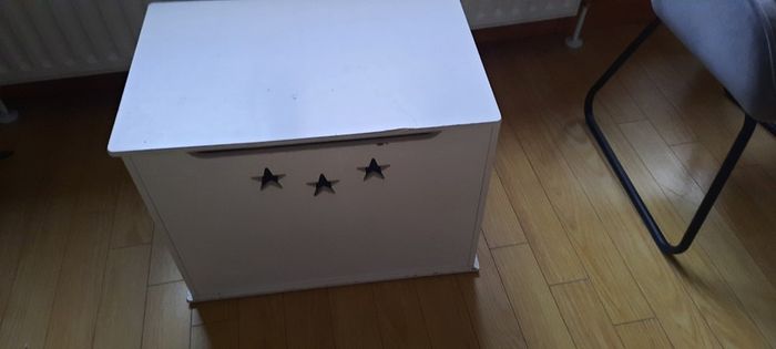 White wooden toy box
