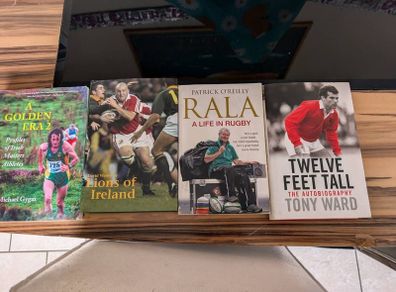 4 signed sports books rugby legends etc