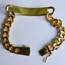 Men's ID Bracelet 18k Yellow Gold Plated Identification Cuff Bangle length 8" Image 8