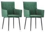 Dining Chairs with Armrests 2 pcs Green Velvet