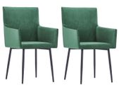 Dining Chairs with Armrests 2 pcs Green Velvet