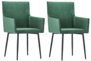 Dining Chairs with Armrests 2 pcs Green Velvet