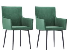 Dining Chairs with Armrests 2 pcs Green Velvet