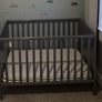 Grey cot with mattress Image 2