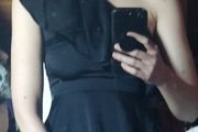H&amp;M Navy one-shoulder satin top