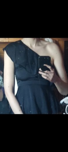 H&M Navy one-shoulder satin top