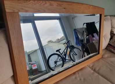 Solid oak bevelled mirror