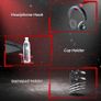 Gaming Computer Table, 122cm Width w/Cup Holder, Headphone Hook, Gamepad Holder, Cable Management Red Black Image 5