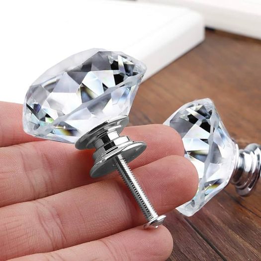 12p Crystal Knobs - Drawer Knobs Dresser Knobs 30mm Glass Diamond Knobs Pull and Knobs 12p Knobs