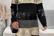 Striped Sequin Long-Sleeve Dress SHEIN Size S / EU 36