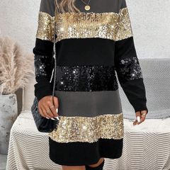 Striped Sequin Long-Sleeve Dress SHEIN Size S / EU 36