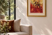 Large 2001 Crimson Abstract Expressionist Painting - Signed C.A. Clayton (Ballymena Frame)
