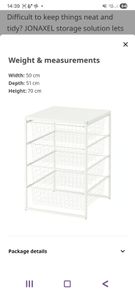 Jonaxel 4 x Wire Basket Roller Chest Drawer Storage White with Tabletop