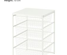 Jonaxel 4 x Wire Basket Roller Chest Drawer Storage White with Tabletop