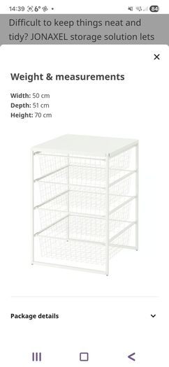 Jonaxel 4 x Wire Basket Roller Chest Drawer Storage White with Tabletop