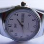 Vintage Q&Q Quartz Watch Men Silver White Day Date Analog New Battery works well Image 4