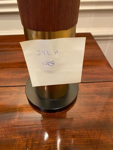 Teak and brass luxury 1960s fiberglass shade table lamp mid century Czech