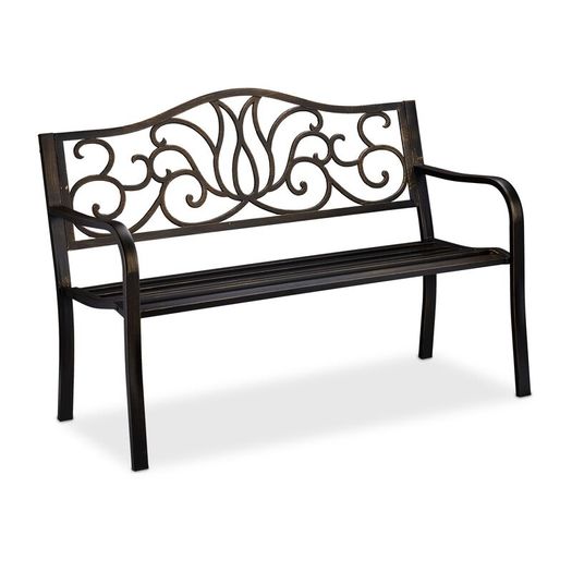 Black Bronze Metal Garden Bench 2 Seater Outdoor