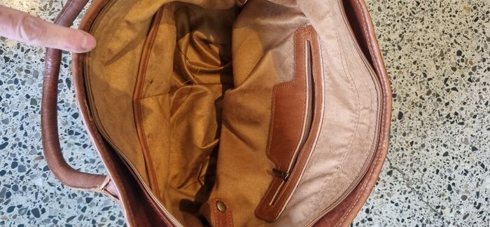 brown leather woven shoulder bag