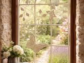 Nostalgia Stable Window Metal Frame with Butterfly  Antique Style 97cm