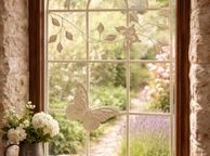 main image for ad Nostalgia Stable Window Metal Frame with Butterfly  Antique Style 97cm