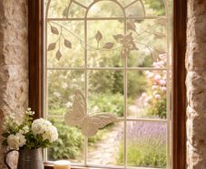 Nostalgia Stable Window Metal Frame with Butterfly  Antique Style 97cm