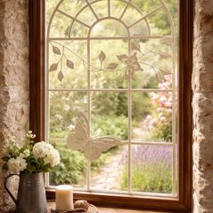 Nostalgia Stable Window Metal Frame with Butterfly  Antique Style 97cm
