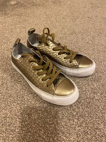Gold leather Converse