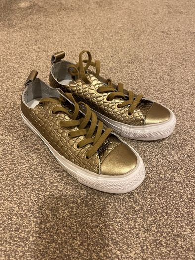 Gold leather Converse