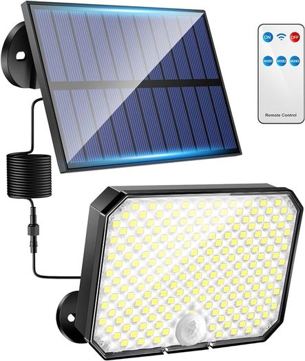 NEW SALE | Solar Lights Outdoor Garden, 190LED 1500LM Solar Lights, 3 Modes & Remote Solar Security Lights